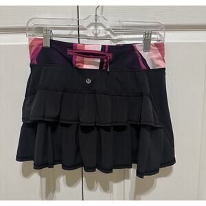 Lululemon Run Pace Setter Skirt Black Women 4 Lined Pocket Luxtreme Swift Skort